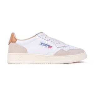 NEW AUTRY women's medalist low platform sneakers in leather/suede white/brown su